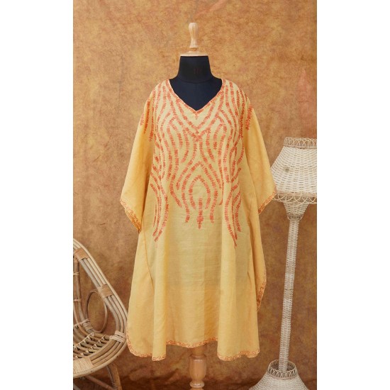 Kashmiri Yellow Kaftan with Embroidery