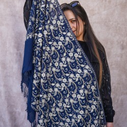 Kashmiri Blue Stole With Embroidery